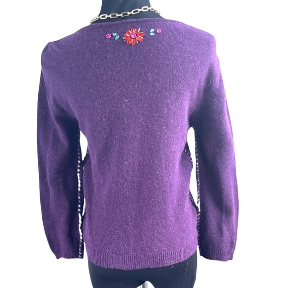 Free people wool angora embroidered purple cardigan - Picture 3 of 7